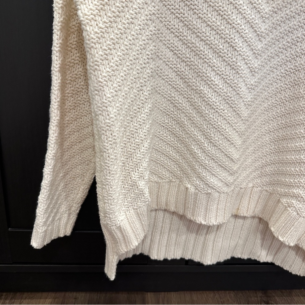 Roots Cotton Blend Knit Oversized Ivory Sweater Size XS Women’s - Picture 2 of 10